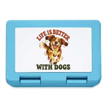Das Leben ist besser mit Hunden – Happy Dog Retro Art - Brotdose - Saphirblau - Vorne