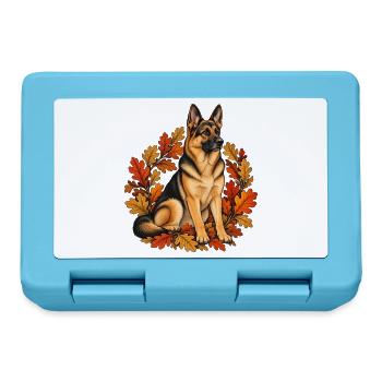 Schäferhund im Herbst - Hund mit Eichenlaub - Brotdose - Saphirblau - Vorne