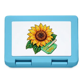 Diamond Painting Motiv - Funkelnde Sonnenblume - Brotdose - Saphirblau - Vorne