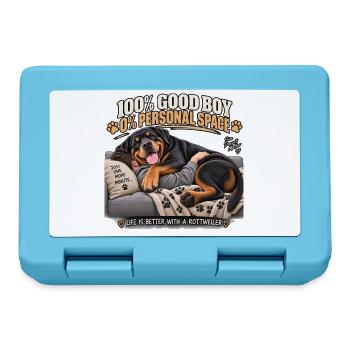 Rottweiler Cozy auf Sofa - Brotdose - Saphirblau - Vorne