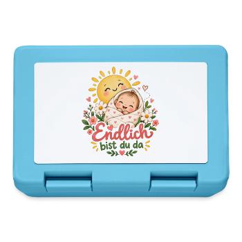 Endlich da: Sonnenbaby mit Blumen - Brotdose - Saphirblau - Vorne