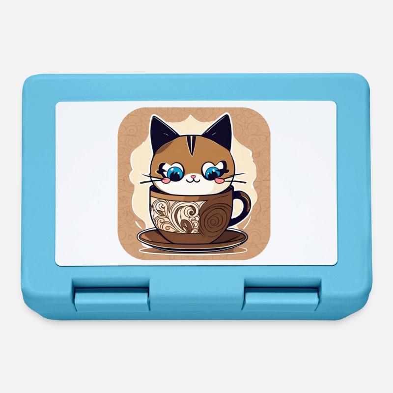 Chat de café mignon - Boîte à goûter - bleu saphir