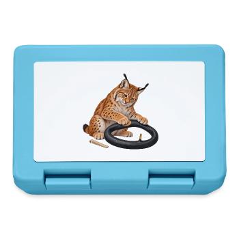 Luchs flickt einen Fahrradschlauch - Brotdose - Saphirblau - Vorne