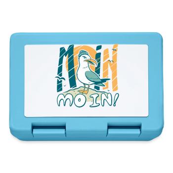 Moin Möwe in Mütze Ostsee und Nordsee Sprüche - Brotdose - Saphirblau - Vorne