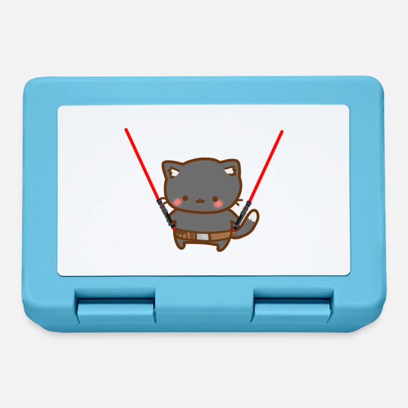 Chat mignon avec sabre laser rouge et un gür - Boîte à goûter - bleu saphir