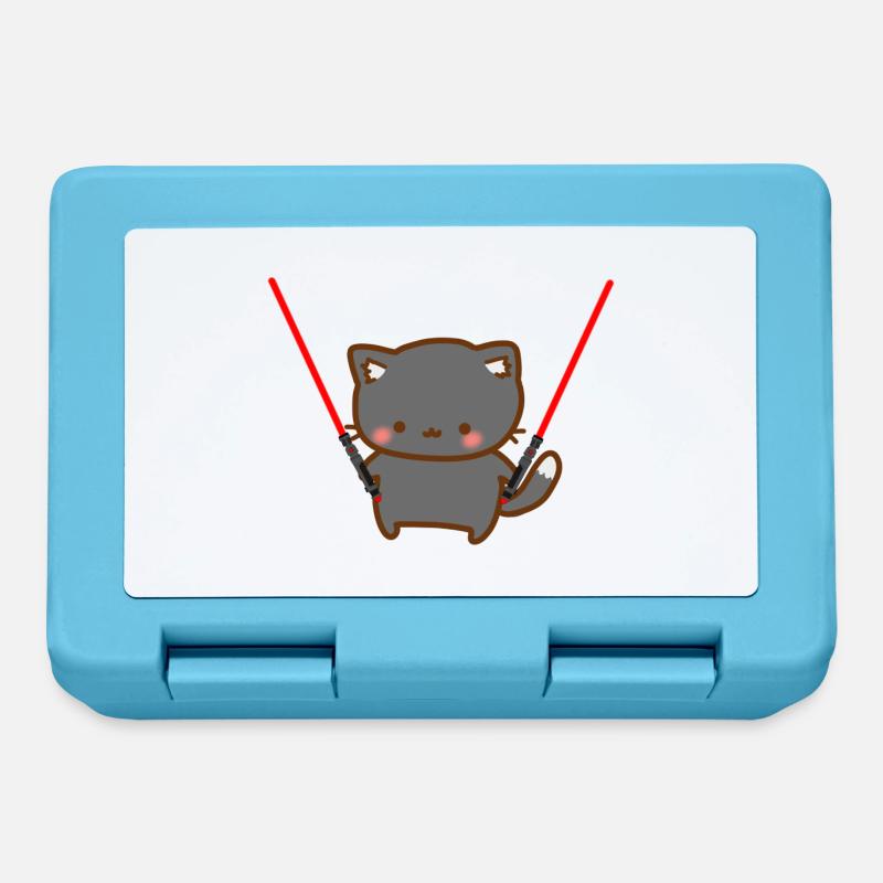 Chat mignon avec 2 sabres laser rouges - Boîte à goûter - bleu saphir
