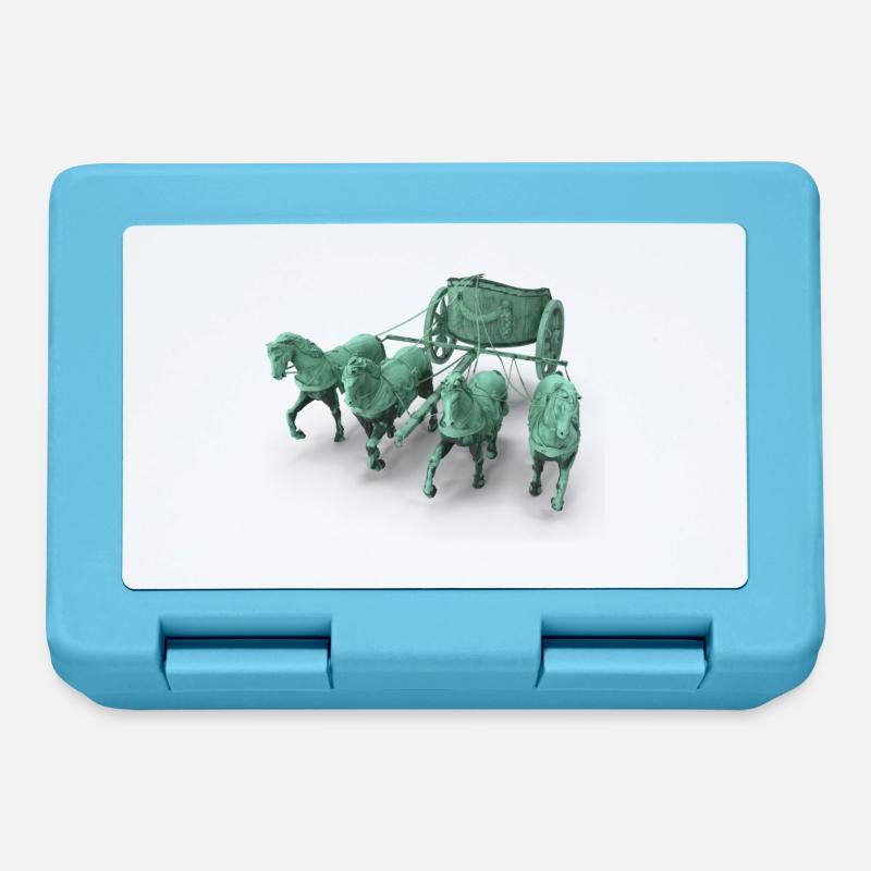 Streitwagen Statue 3D - Quadriga Chariot Statue - Brotdose - Saphirblau