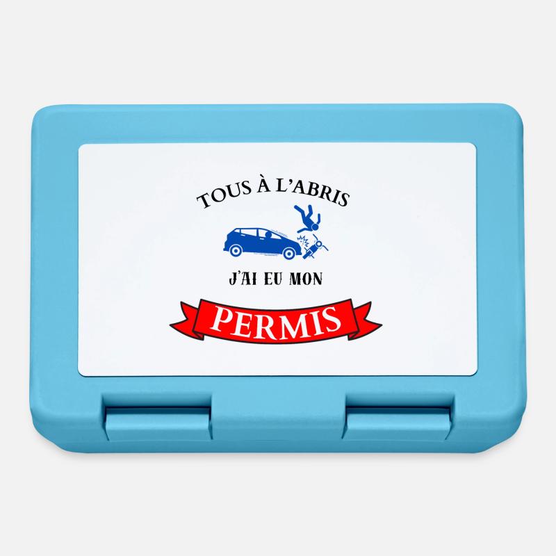 Tous à l'abris, j'ai eu mon permis - Boîte à goûter - bleu saphir