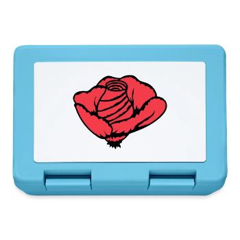Hübsche Schöne Rose Blüte Blatt Röschen Romantisch - Brotdose - Saphirblau - Vorne