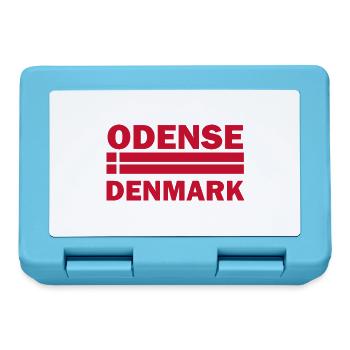 Odense, Dänemark Gestreifte Flagge - Brotdose - Saphirblau - Vorne