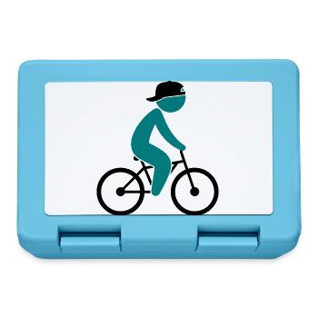 Un cycliste monte sur son vélo - Boîte à goûter - bleu saphir - Devant