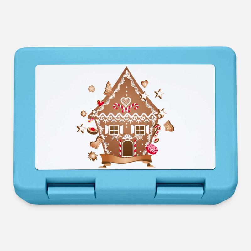 Maison de biscuits et pain d’épices pour Noël - Boîte à goûter - bleu saphir