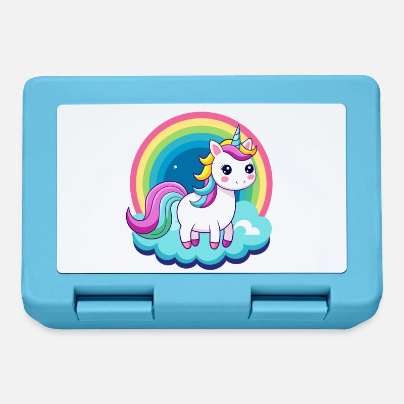 Süßes Regenbogen-Einhorn - Brotdose - Saphirblau