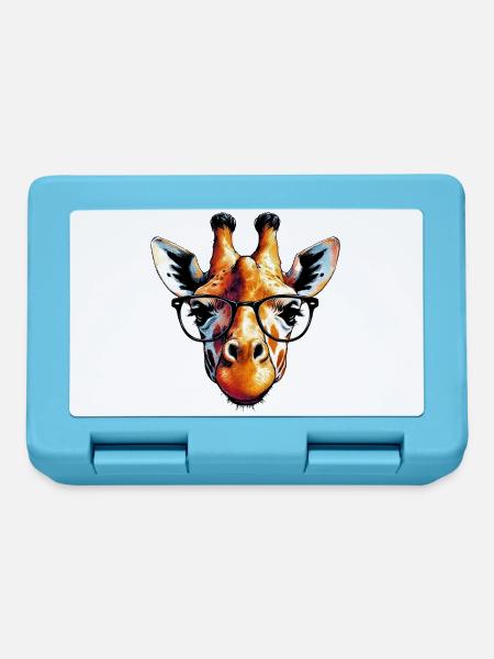 Giraffe mit Brille - Brotdose - Saphirblau