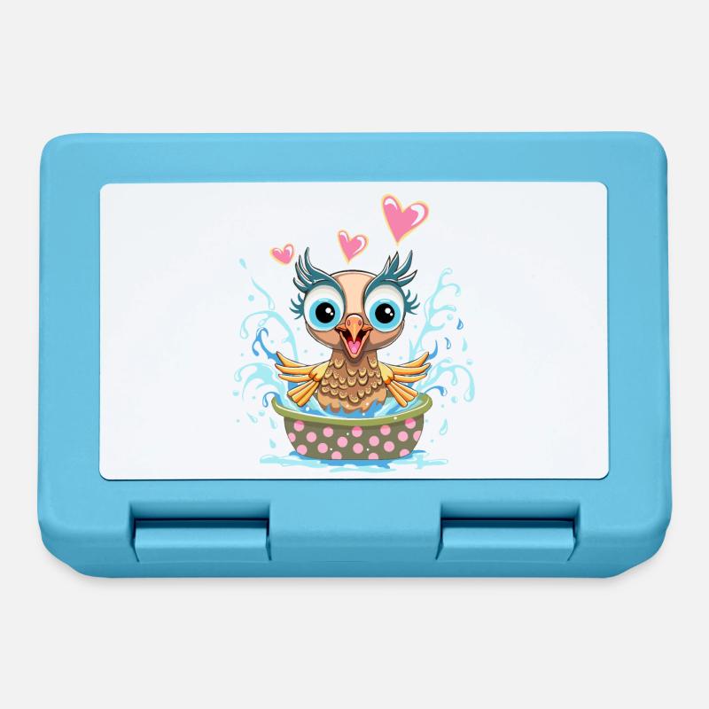 oiseau dans son bain - Boîte à goûter - bleu saphir