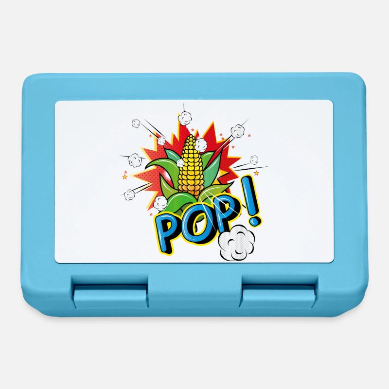 Maïs en épi de style pop art avec effet pop-corn - Boîte à goûter - bleu saphir