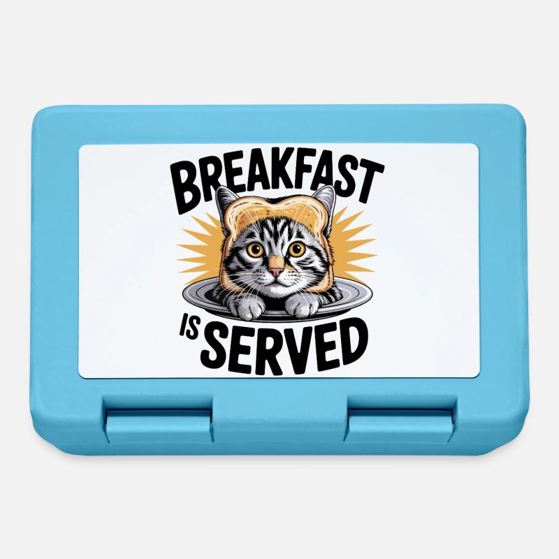 Petit-déjeuner chat humour - Boîte à goûter - bleu saphir
