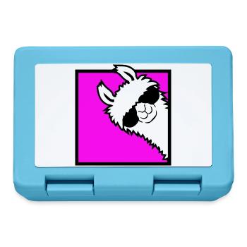 Lama Cool Guckt um Ecke Seite Sonnenbrille Alpaka - Brotdose - Saphirblau - Vorne