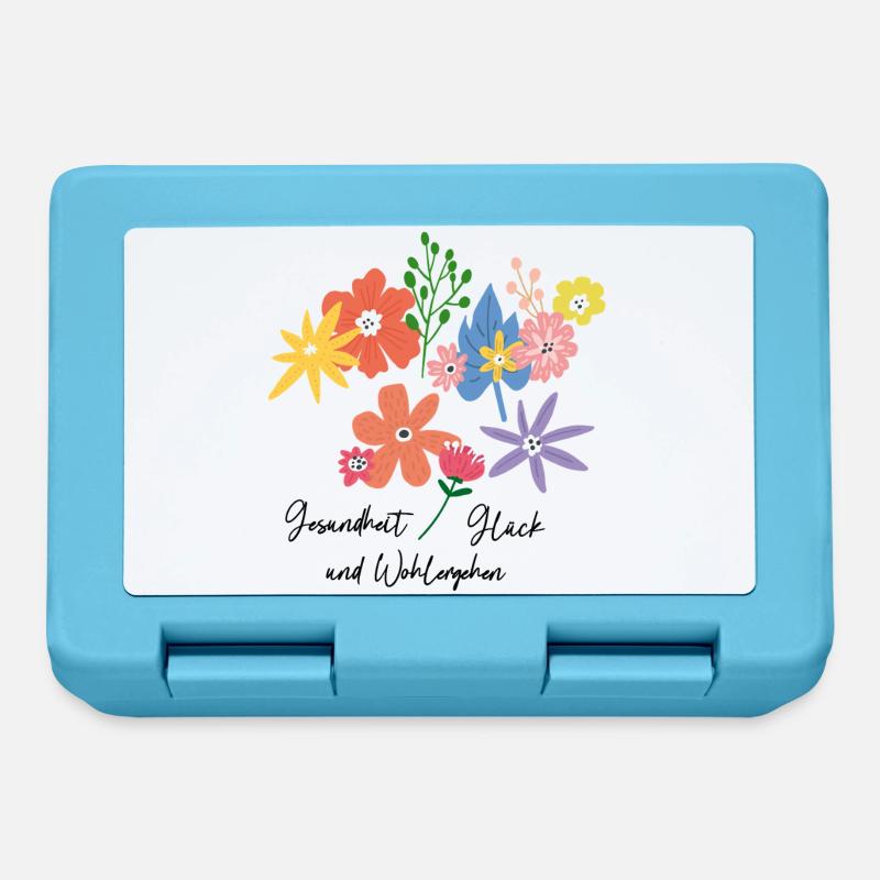 Blumenbouquet  - Brotdose - Saphirblau
