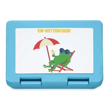 Frosch Strandurlaub mit Cocktail. Geiles Wetter! - Brotdose - Saphirblau - Vorne
