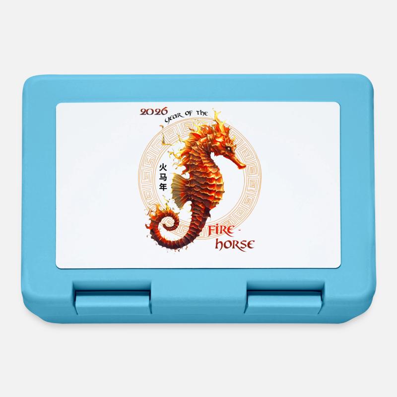 Hippocampe de Feu 2026 – Année de bébé 2026 - Boîte à goûter - bleu saphir