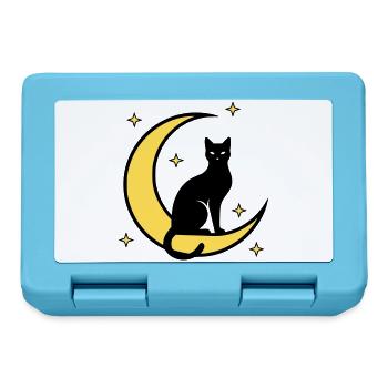 Katze Mond Sterne Hexerei - Brotdose - Saphirblau - Vorne