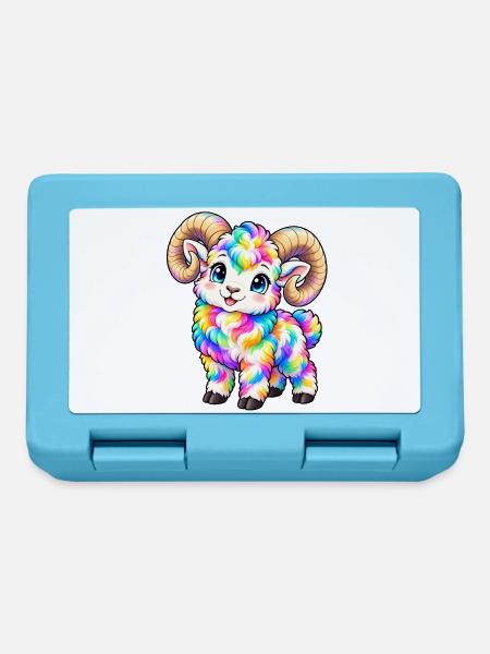 Dall Sheep Kawaii Mehrfarbiger Regenbogen - Brotdose - Saphirblau