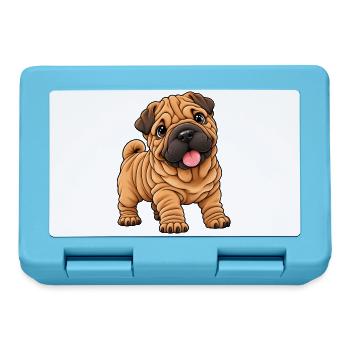 Shar Pei Kawaii Style – Süßer Faltenhund - Brotdose - Saphirblau - Vorne