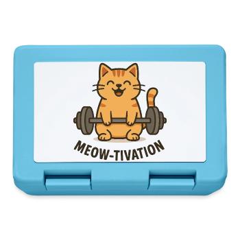 Meow-tivation – Katze beim Gewichtheben - Brotdose - Saphirblau - Vorne