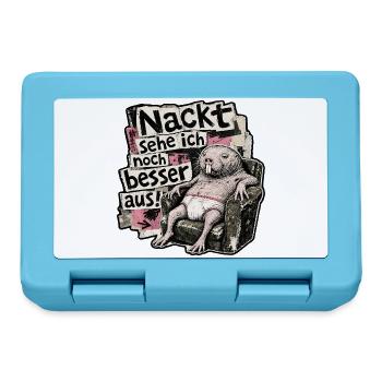 Nackt sehe ich noch besser aus - Nacktmull lustig - Brotdose - Saphirblau - Vorne