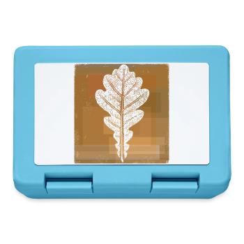 Eichenblatt - Botanisch / Stencil Quadrat Rahmen - Brotdose - Saphirblau - Vorne