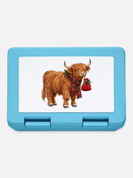 Hochlandrind Weihnachten Highland Cow Geschenk - Brotdose - Saphirblau