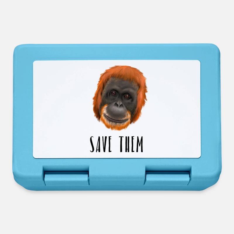 Monkey Ape Orang Utan - save them - Brotdose - Saphirblau