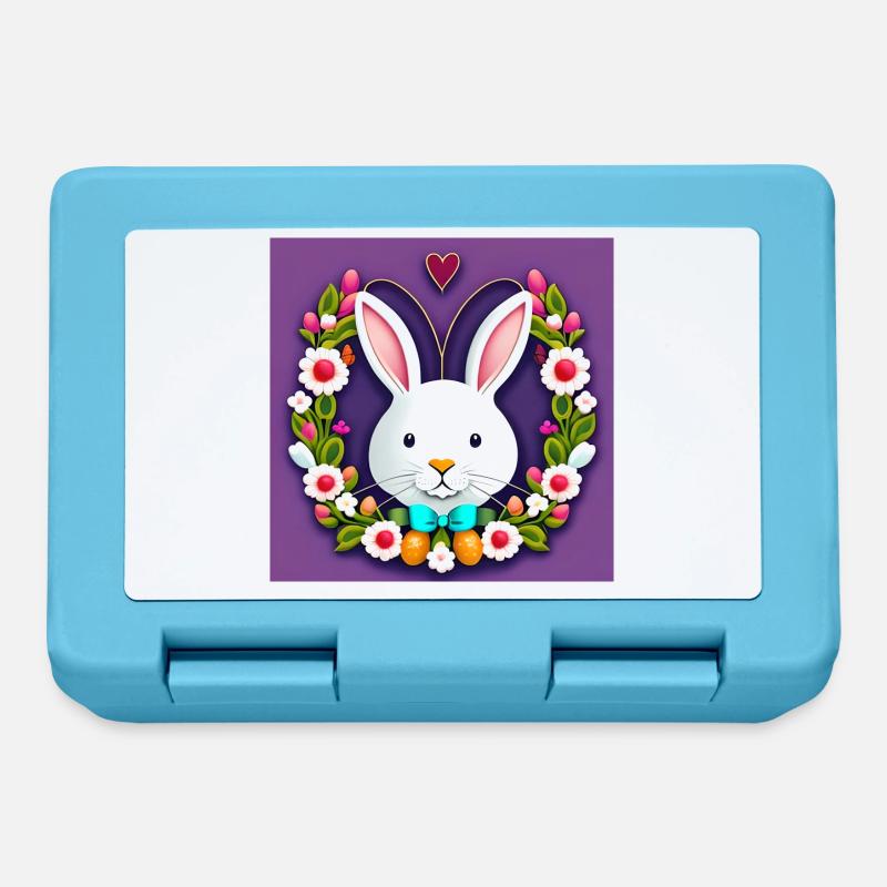 Lapin blanc Fleurs de lapin de Pâques - Boîte à goûter - bleu saphir