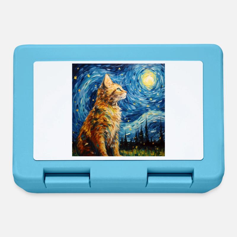 Chat, Motif De Chat - Boîte à goûter - bleu saphir