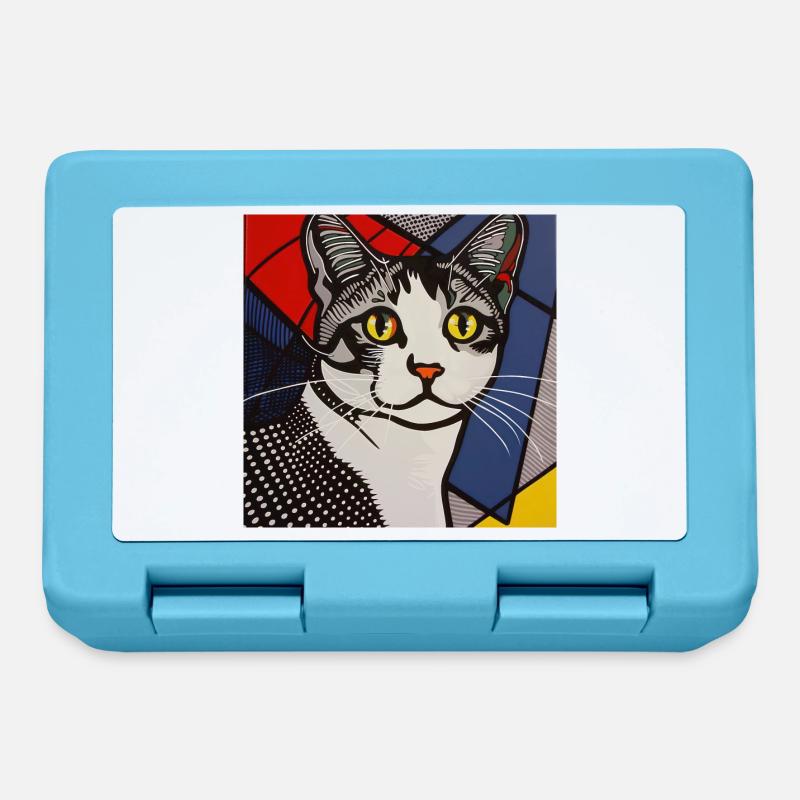 Chat, Motif De Chat - Boîte à goûter - bleu saphir