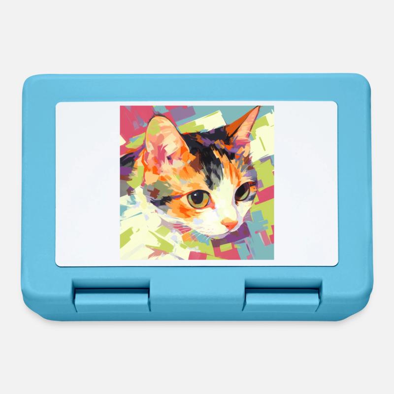 Chat, Motif De Chat - Boîte à goûter - bleu saphir