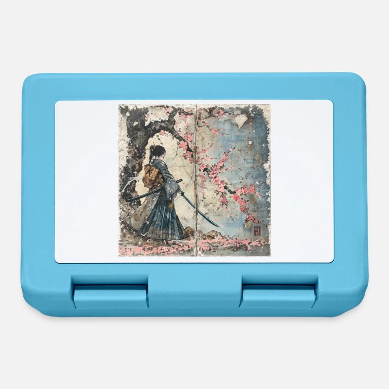 Japanisch, Samurai, Kirschblüte, Kunst, Ukiyo-E - Brotdose - Saphirblau