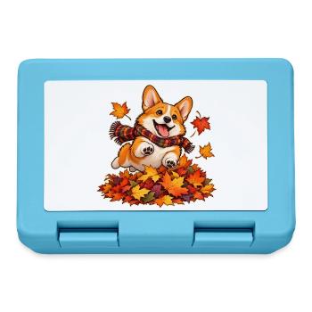 Herbstlicher Corgi-Laubhaufen - Brotdose - Saphirblau - Vorne