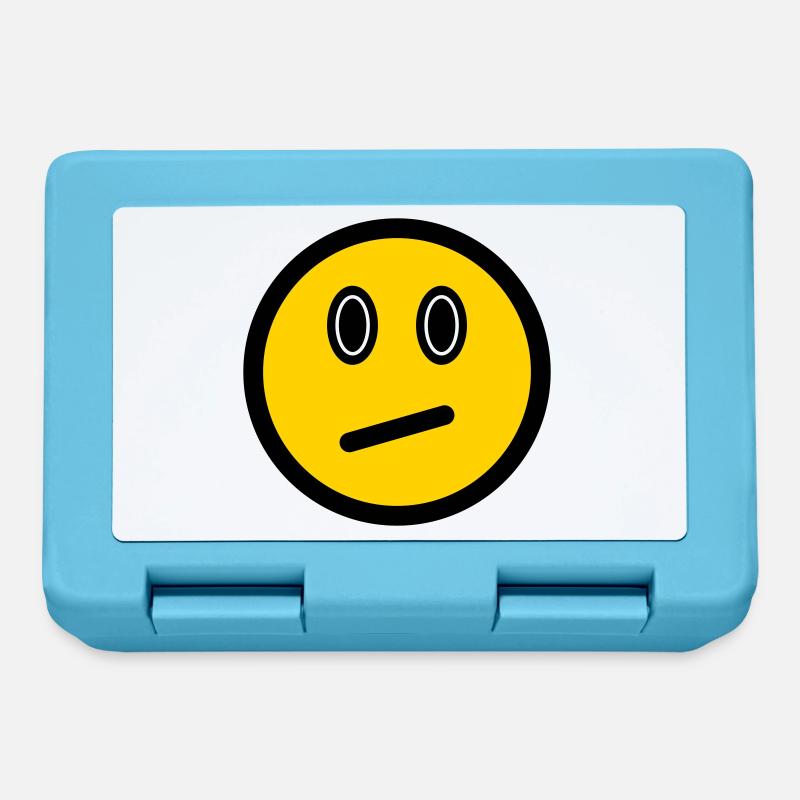 Neutrales Emoticon - Bildsymbol - Strichgesicht - Brotdose - Saphirblau