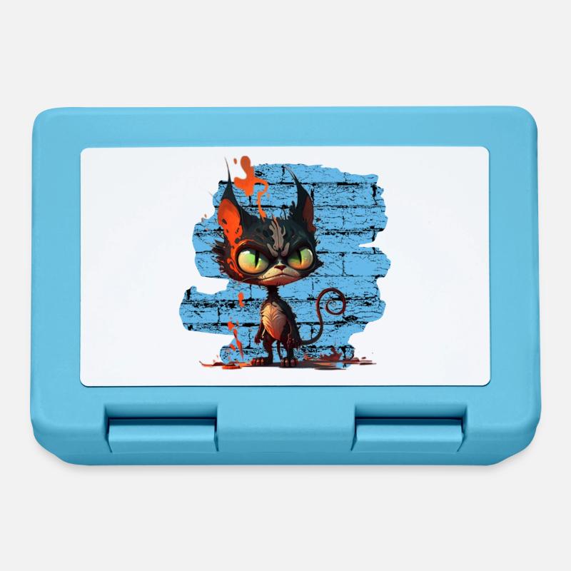 Drôle de chat - Boîte à goûter - bleu saphir