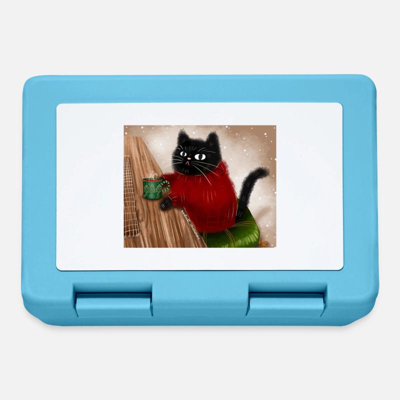 Chat en pull - Boîte à goûter - bleu saphir