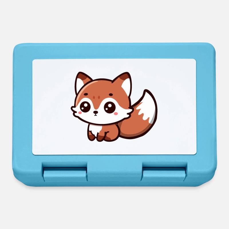 Fluffy Delight: Chibi Fox Charm - Lunchbox - sapphire blue