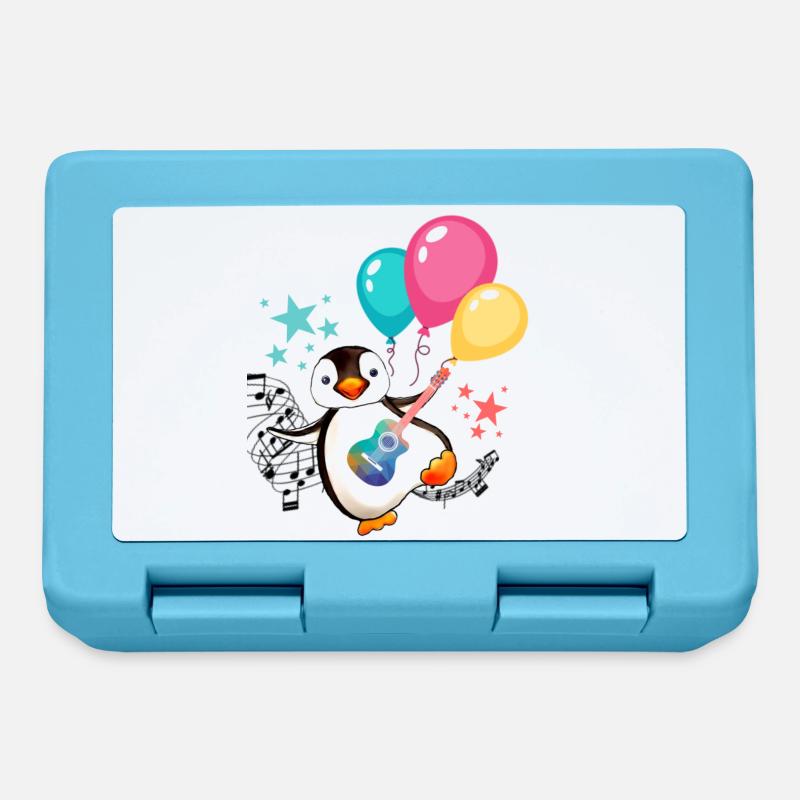Pinguin mit Luftballons - Brotdose - Saphirblau