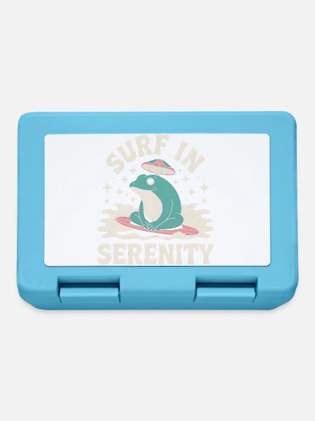 Surfen in Serenity - Süßer Frosch Aufkleber - Brotdose - Saphirblau