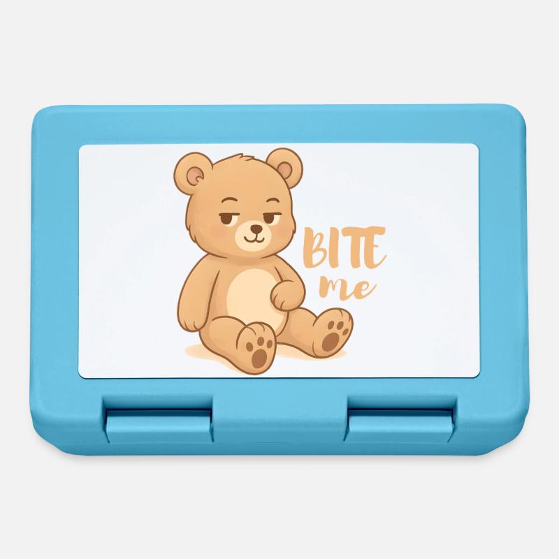 Cheeky teddy cutesy design avec attitude - mordez-moi - Boîte à goûter - bleu saphir