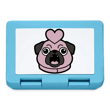Mops Hund Herz Liebe Bellen - Brotdose - Saphirblau - Vorne