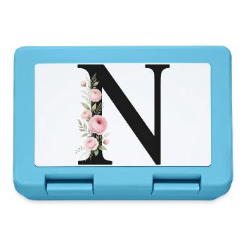 N Buchstabe Monogram Floral - Brotdose - Saphirblau - Vorne