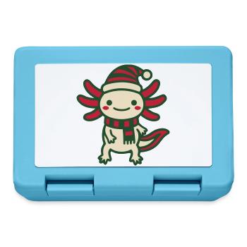 Weihnachts Axolotl Clipart - Brotdose - Saphirblau - Vorne