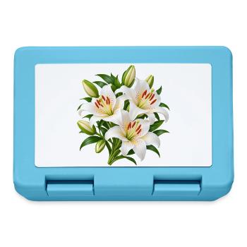 Weiße Lilien-Blumenstrauß-Kunst - Brotdose - Saphirblau - Vorne